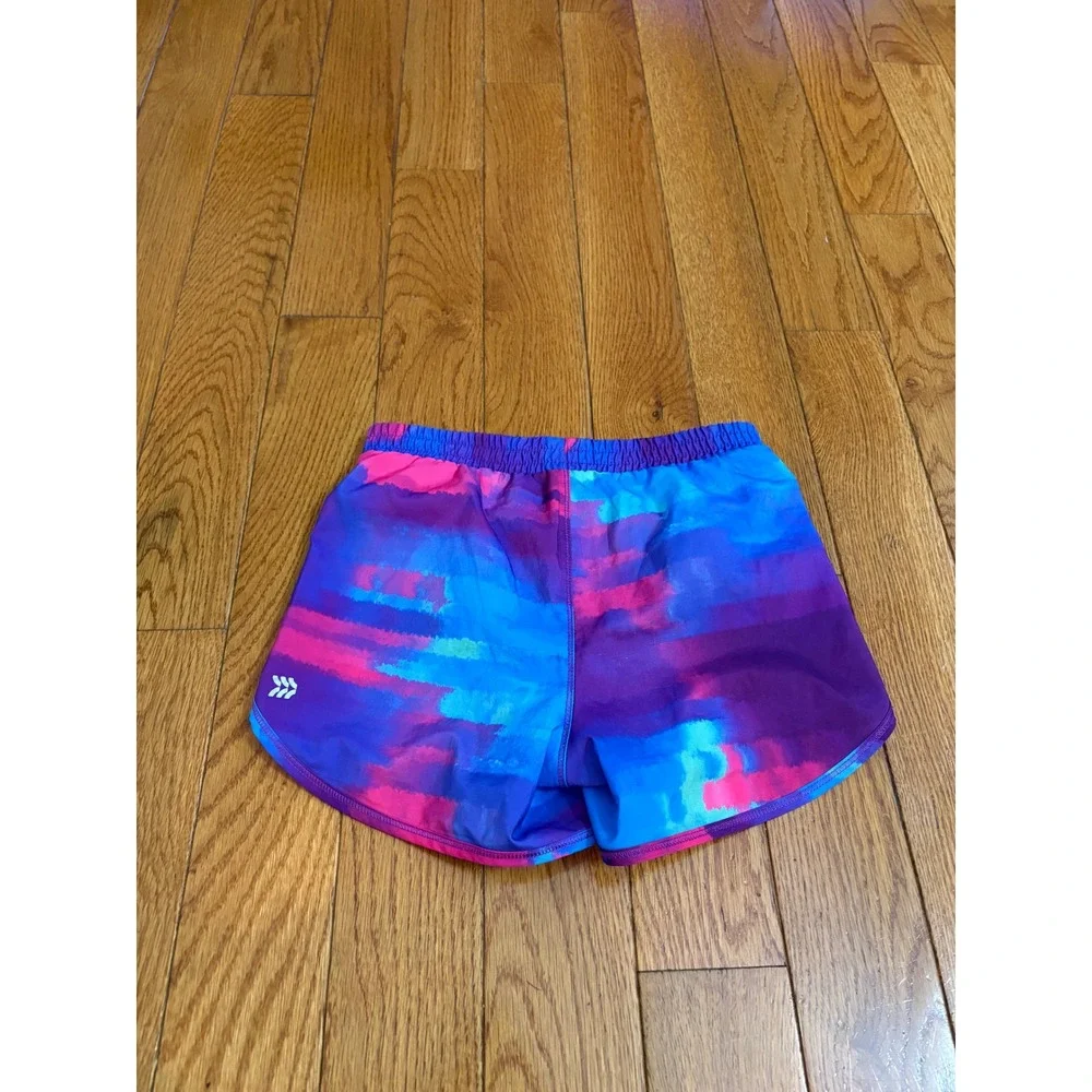 All In Motion Girls Blue Purple Pink Abstract Running Shorts Size M 7/8